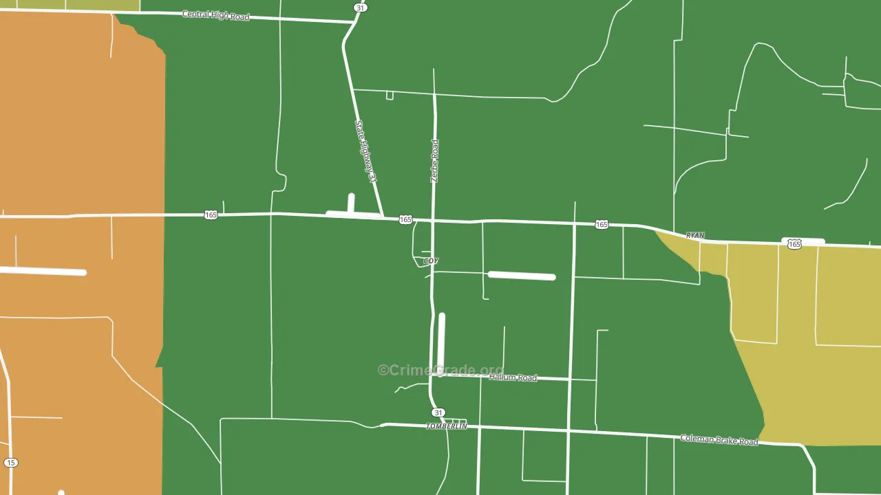 Coy, AR Map of Burglary Rates