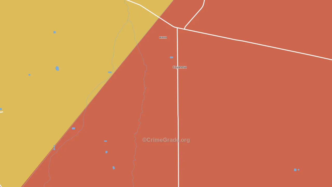 Coyanosa, TX Map of Burglary Rates