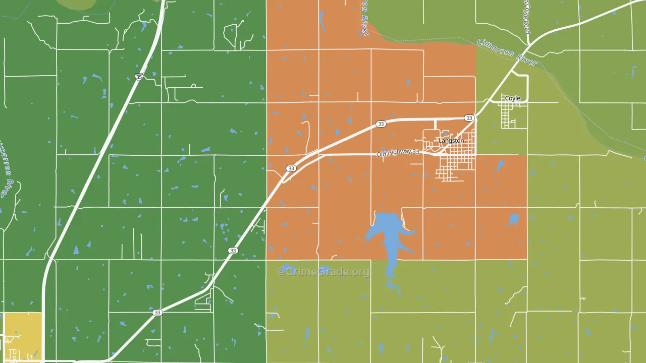 Coyle, OK Map of Burglary Rates