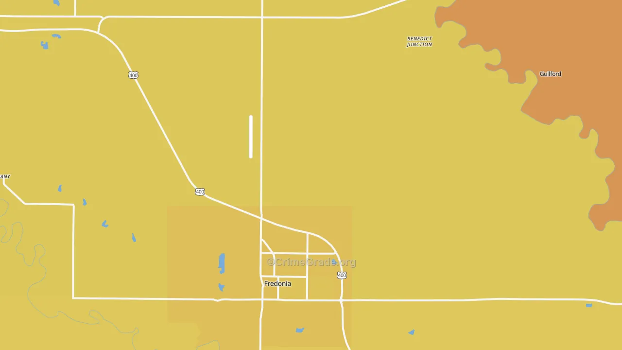 Coyville, KS Map of Burglary Rates