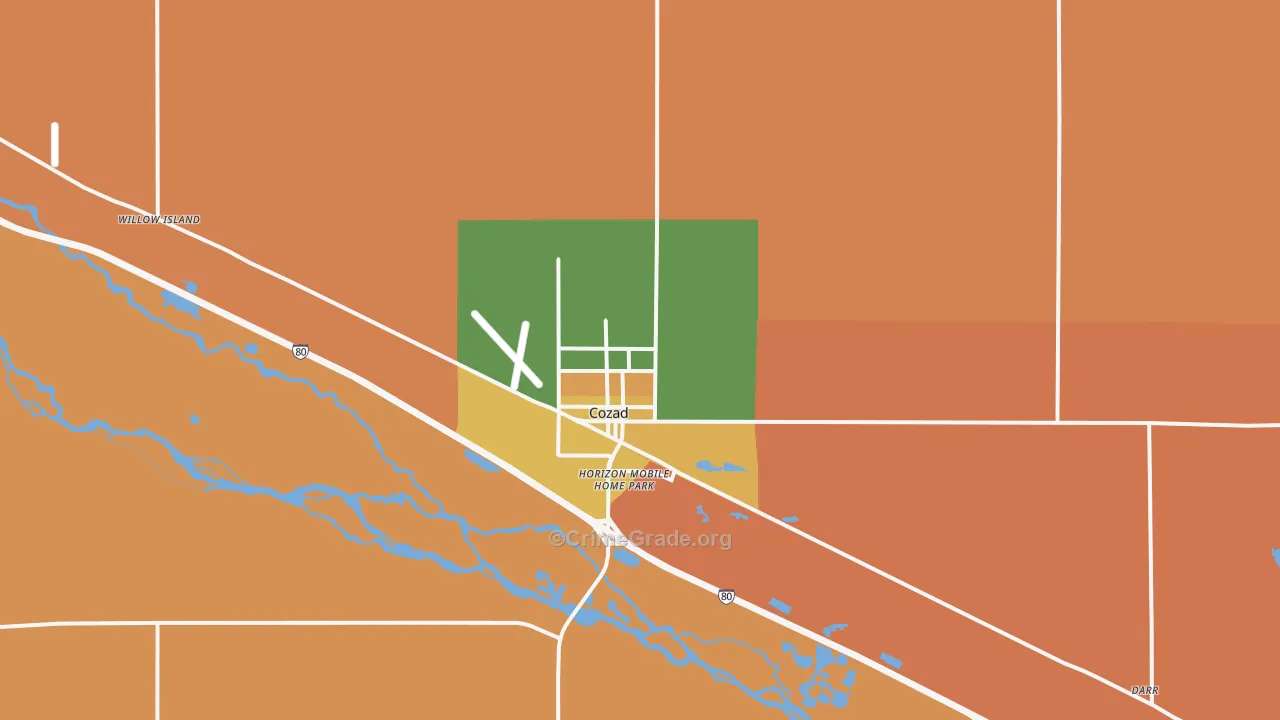 Cozad, NE Map of Burglary Rates