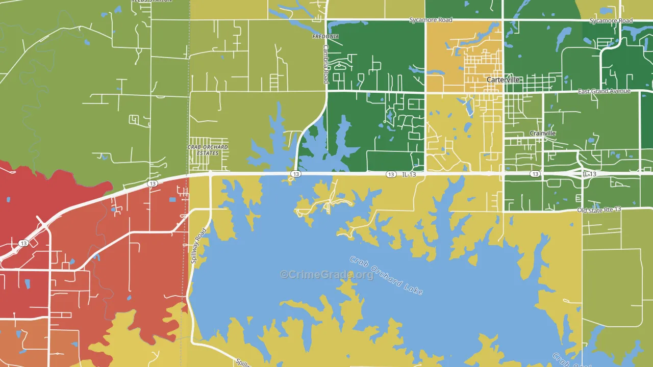 Crab Orchard Estates, IL Map of Burglary Rates