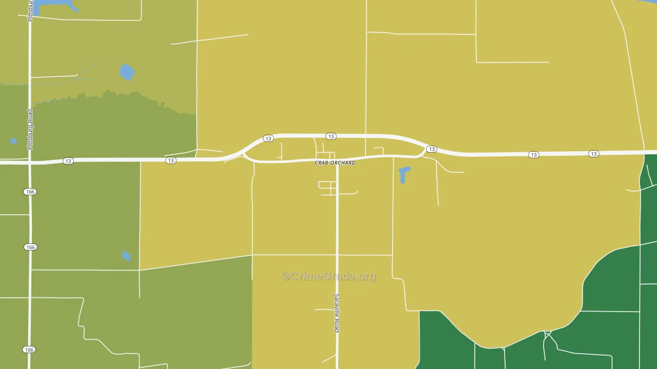 Crab Orchard, IL Map of Burglary Rates