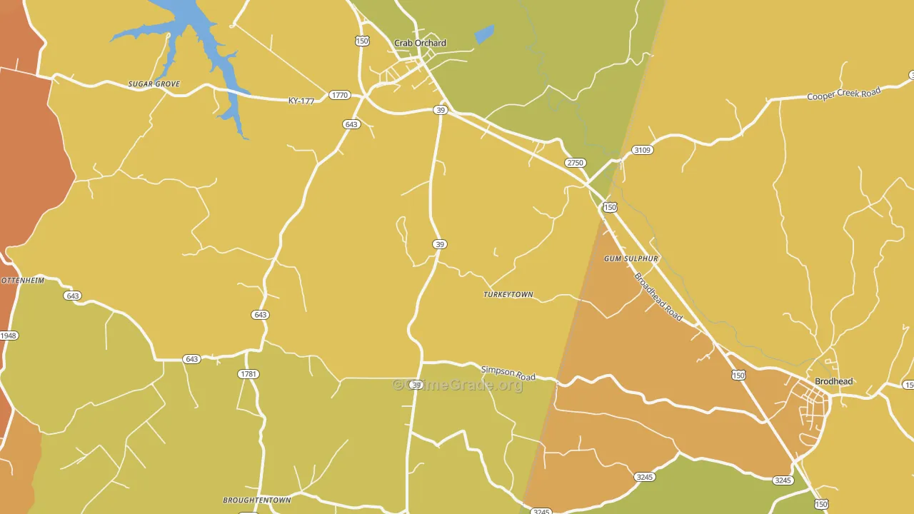 Crab Orchard, KY Map of Burglary Rates