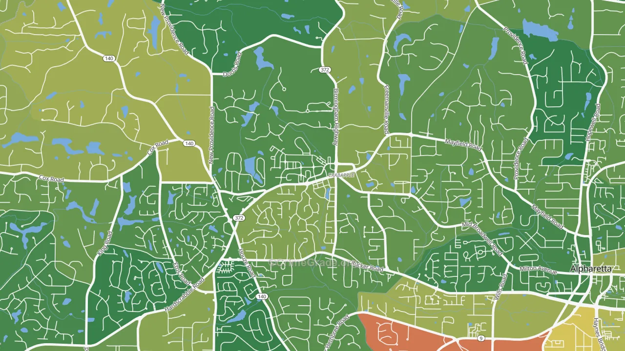 Crabapple, Milton, GA Map of Burglary Rates