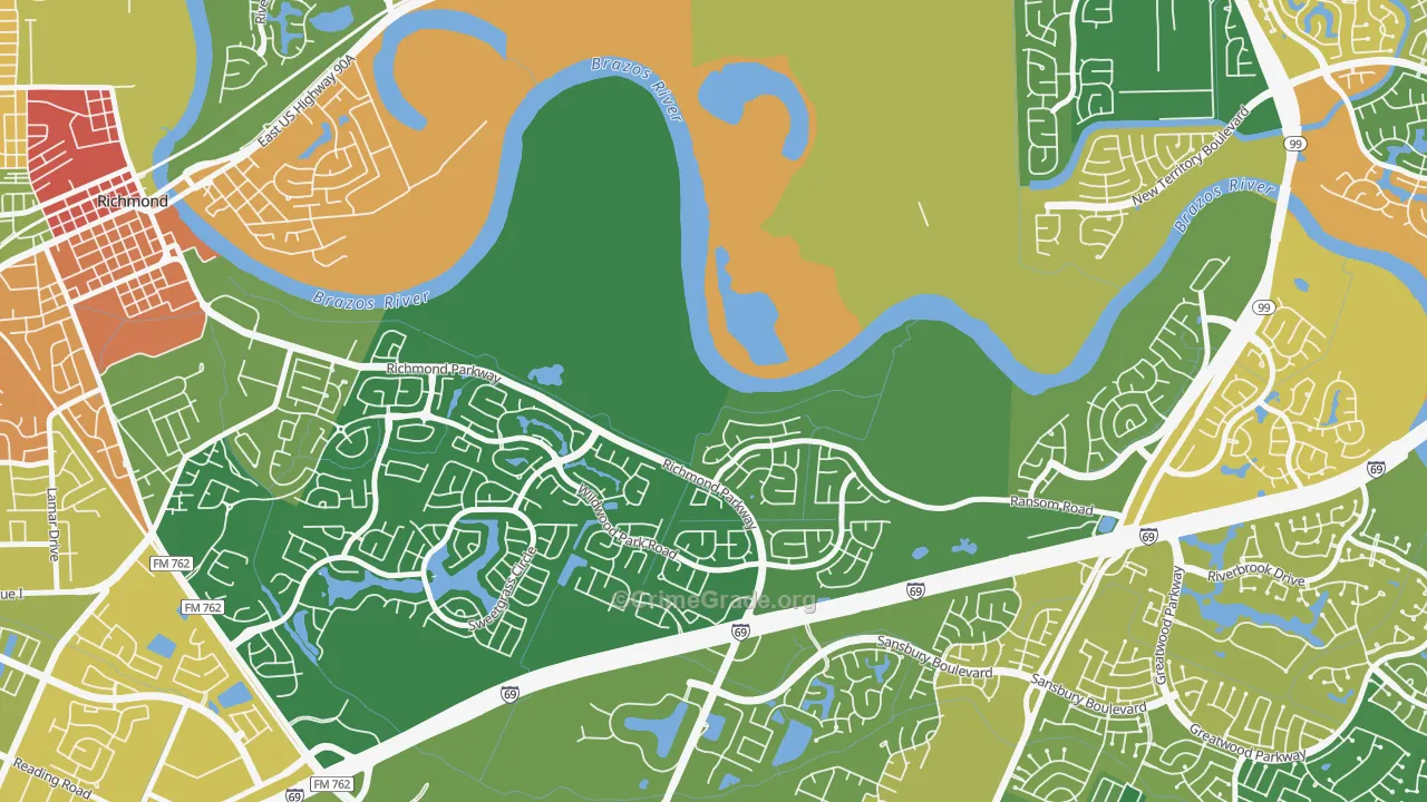 Crabb, TX Map of Burglary Rates