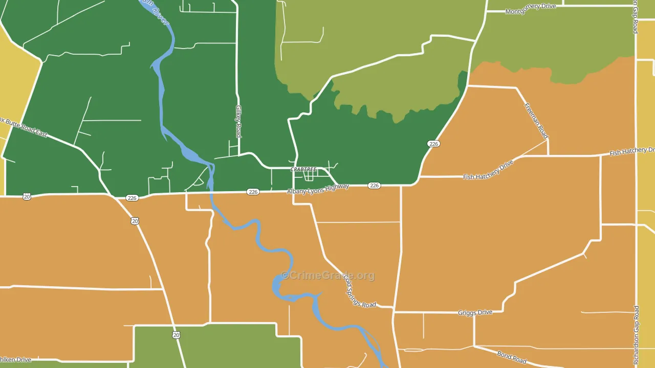 Crabtree, OR Map of Burglary Rates