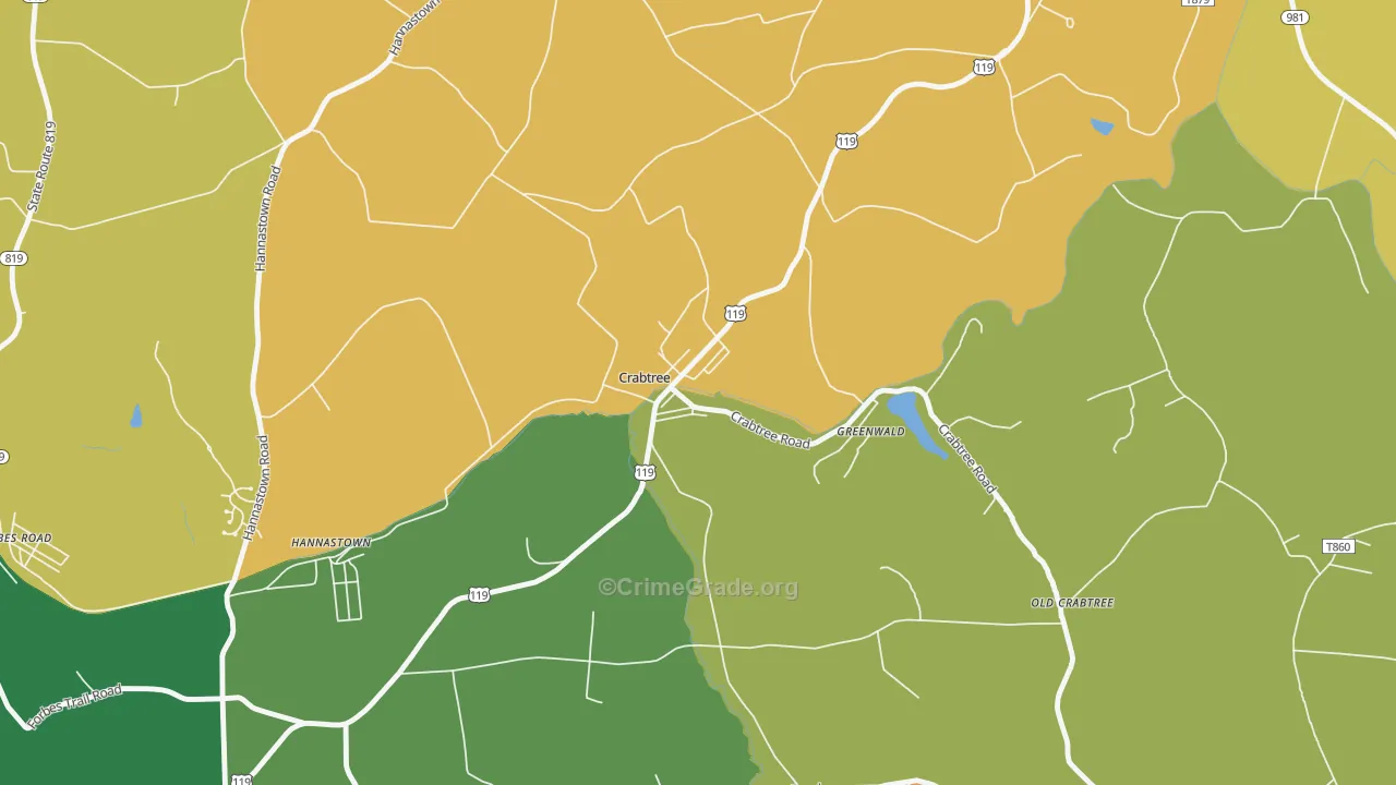 Crabtree, PA Map of Burglary Rates