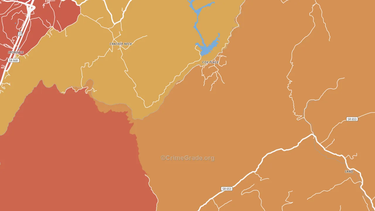 Cracker Neck, VA Map of Burglary Rates