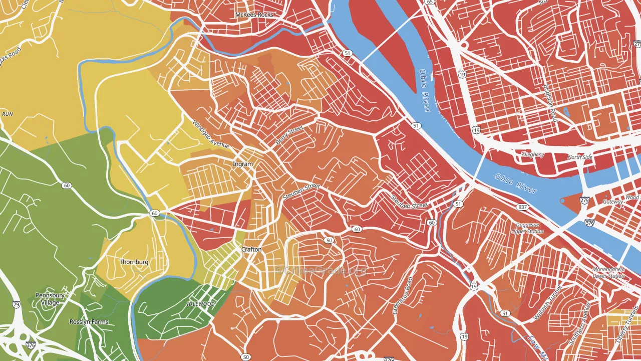 Crafton Heights, Pittsburgh, PA Map of Burglary Rates