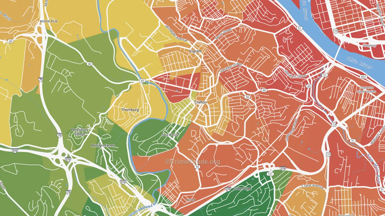 Crafton, PA Map of Burglary Rates