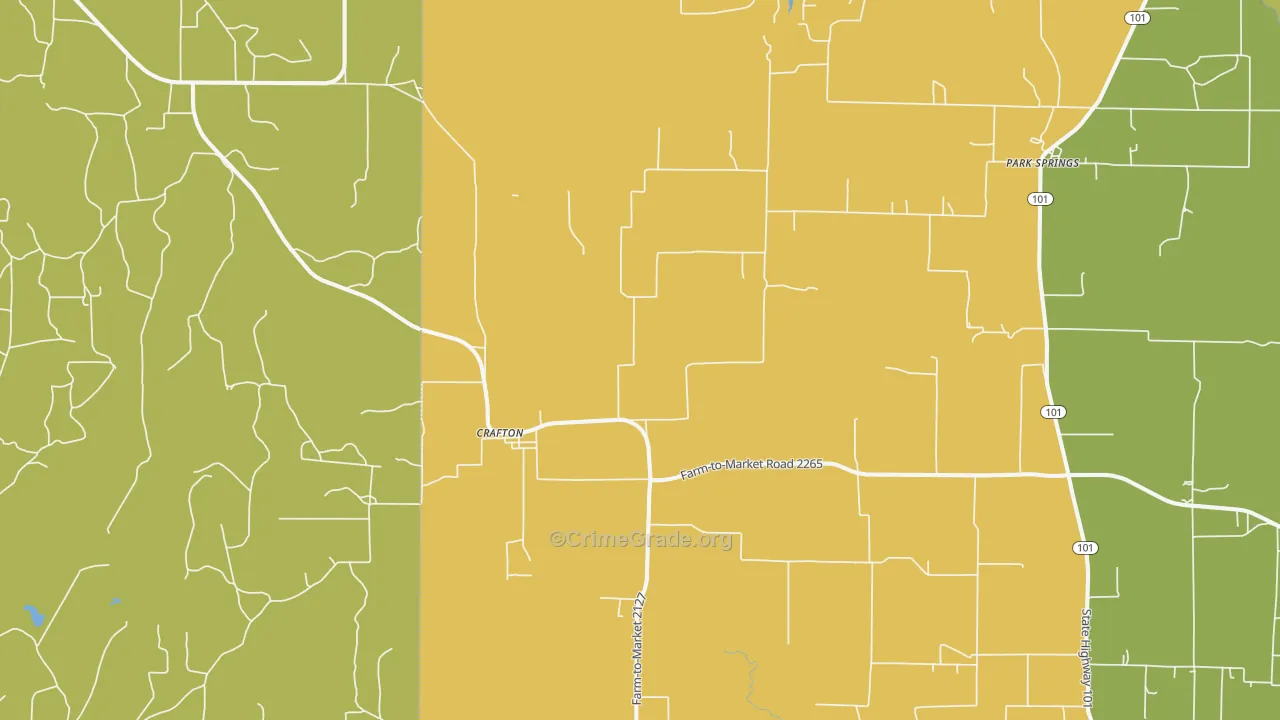 Crafton, TX Map of Burglary Rates