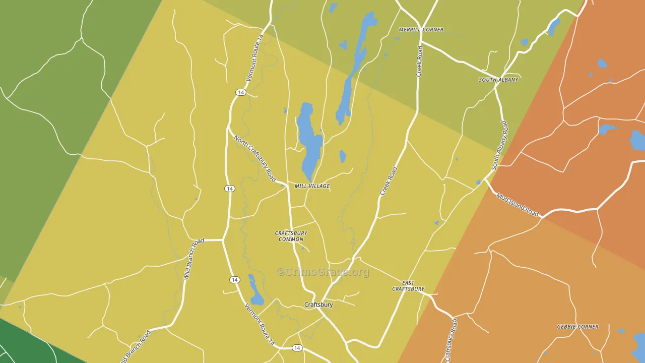 Craftsbury Common, VT Map of Burglary Rates
