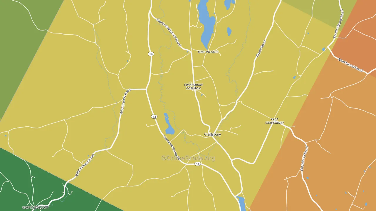 Craftsbury, VT Map of Burglary Rates