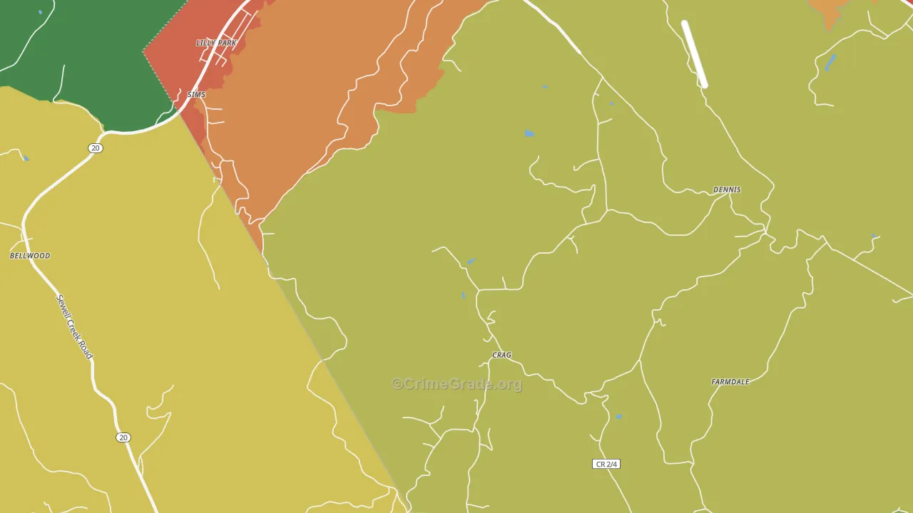 Crag, WV Map of Burglary Rates