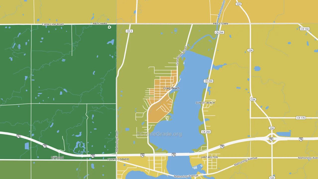 Craig Beach, OH Map of Burglary Rates