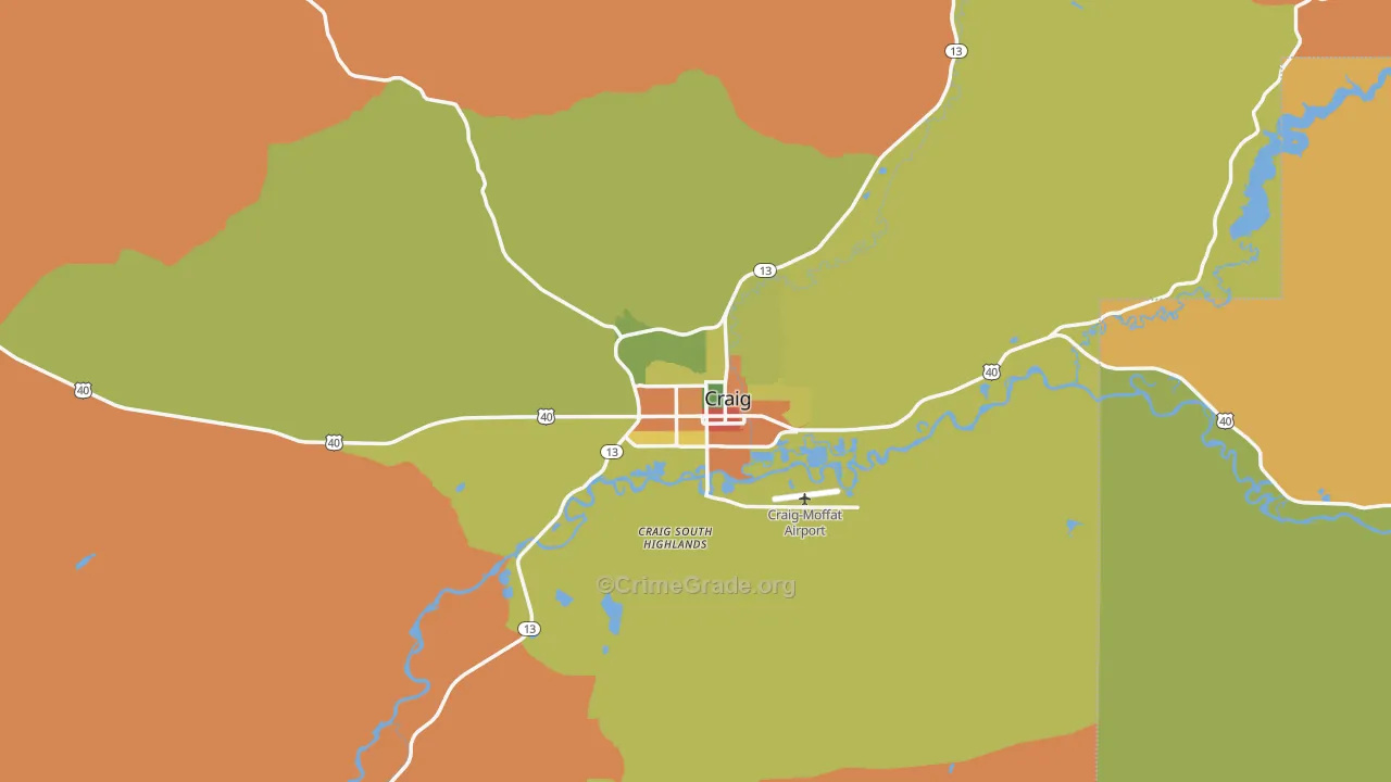 Craig, CO Map of Burglary Rates