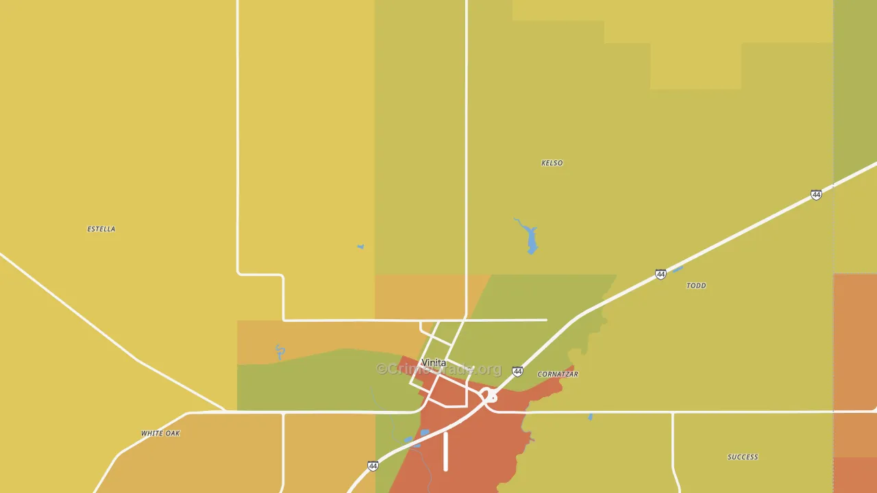 Craig County, OK Map of Burglary Rates