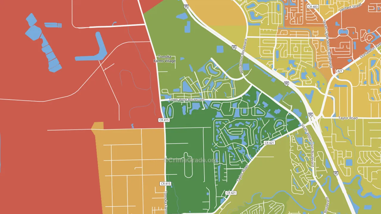 Craig Farms, Port Orange, FL Map of Burglary Rates