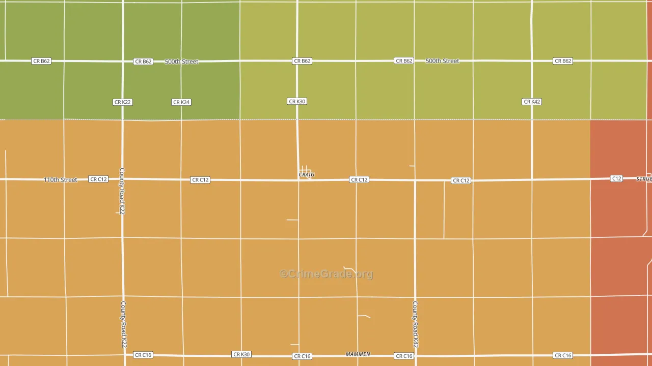 Craig, IA Map of Burglary Rates