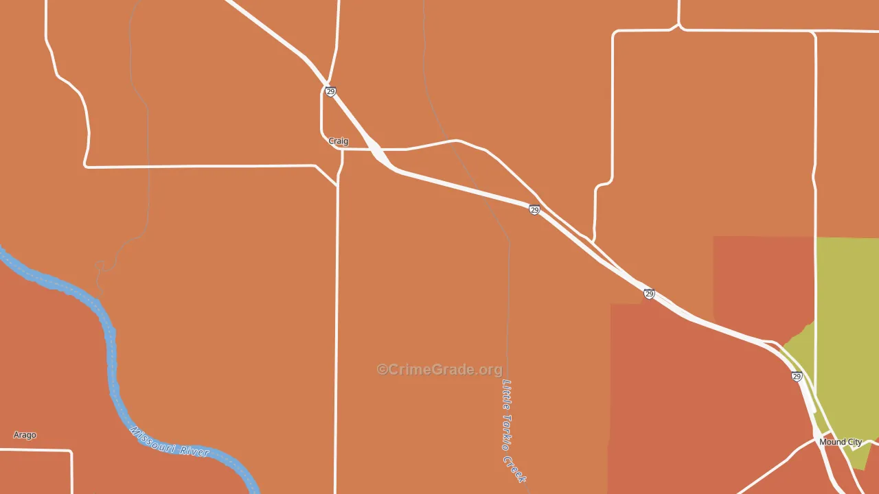 Craig, MO Map of Burglary Rates