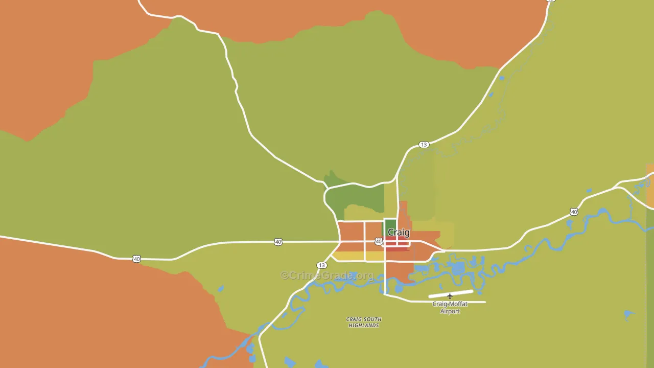 Craig South Highlands, CO Map of Burglary Rates
