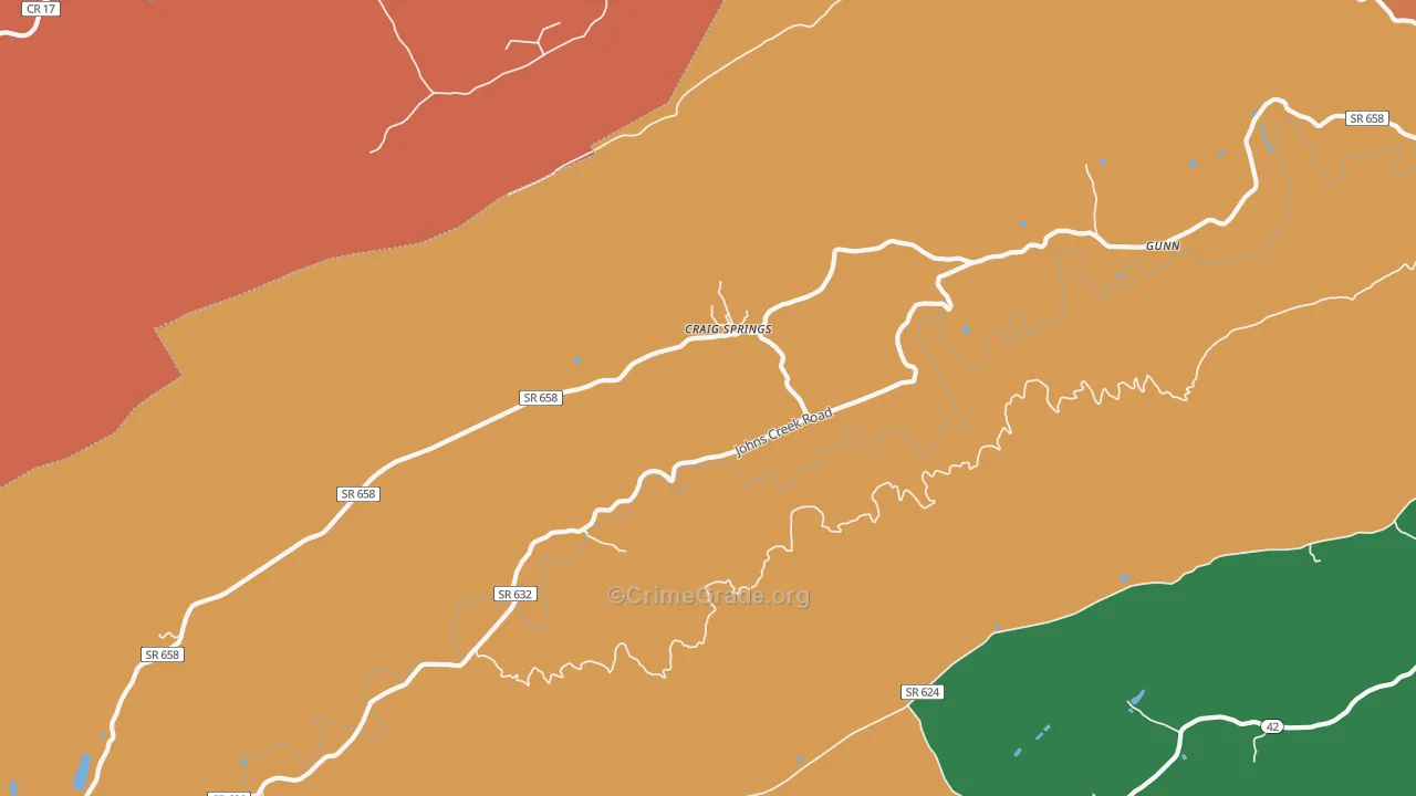Craig Springs, VA Map of Burglary Rates