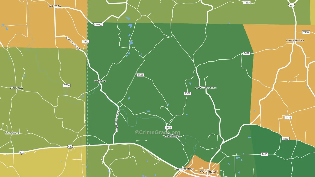 Craigsville, PA Map of Burglary Rates