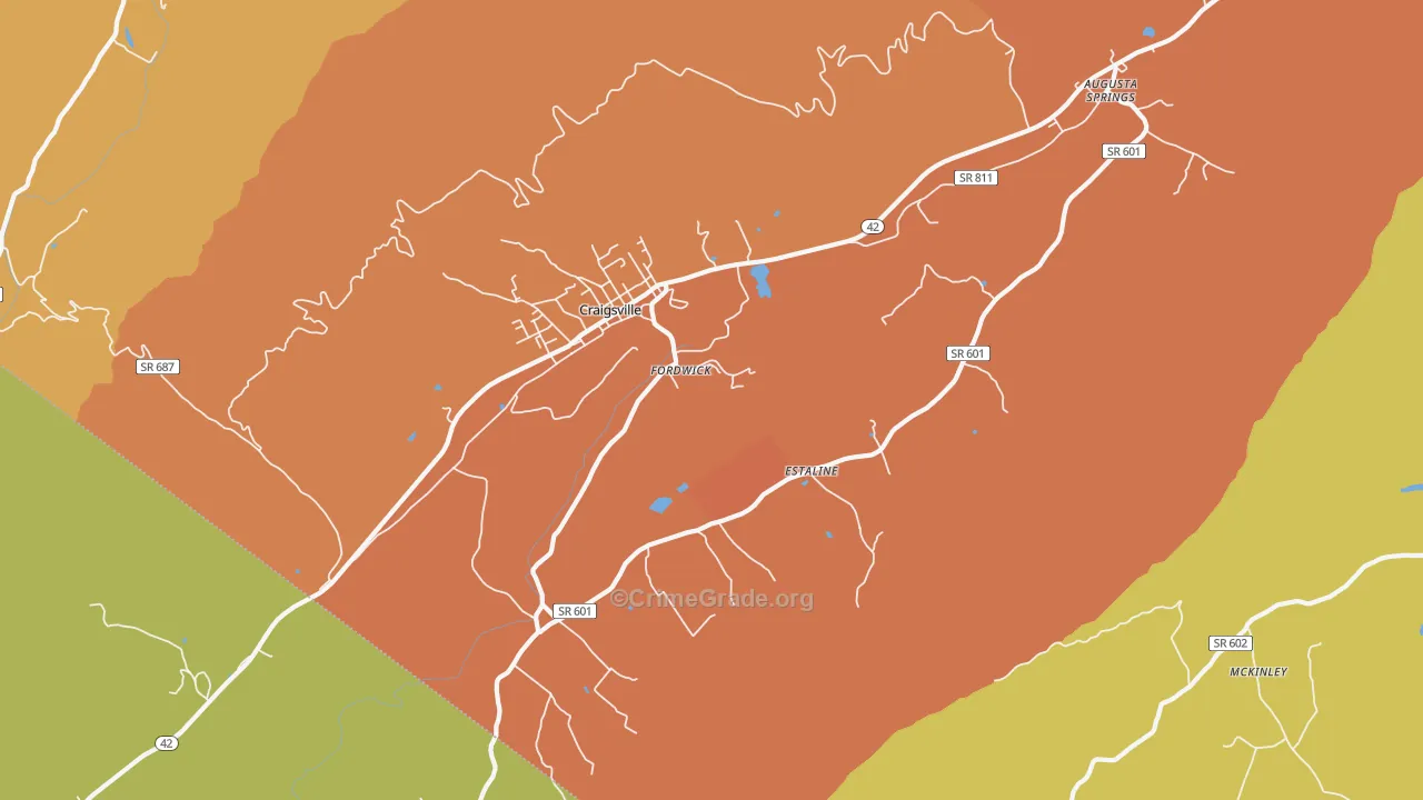 Craigsville, VA Map of Burglary Rates