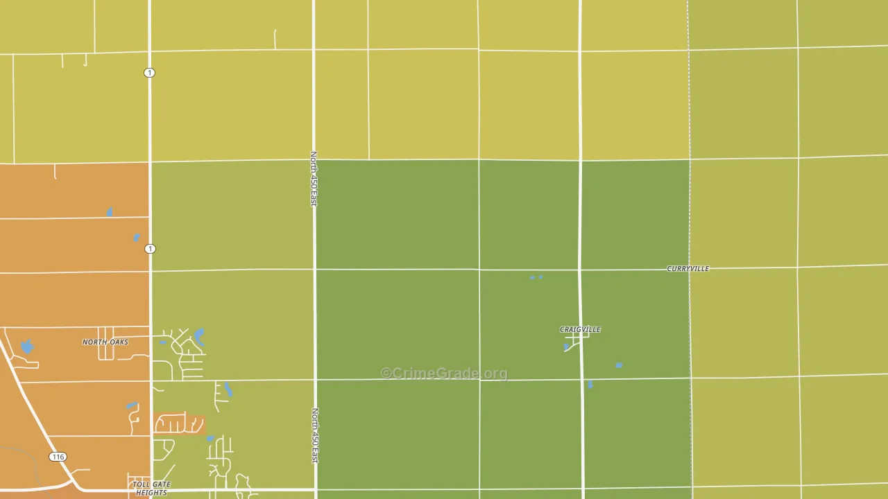 Craigville, IN Map of Burglary Rates