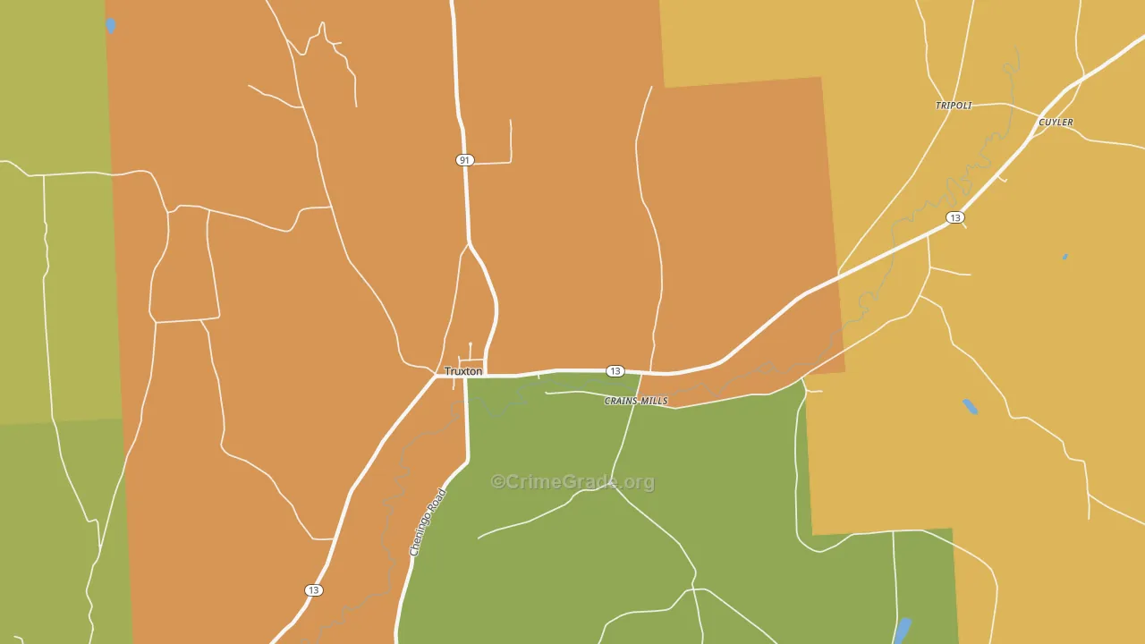 Crains Mills, NY Map of Burglary Rates