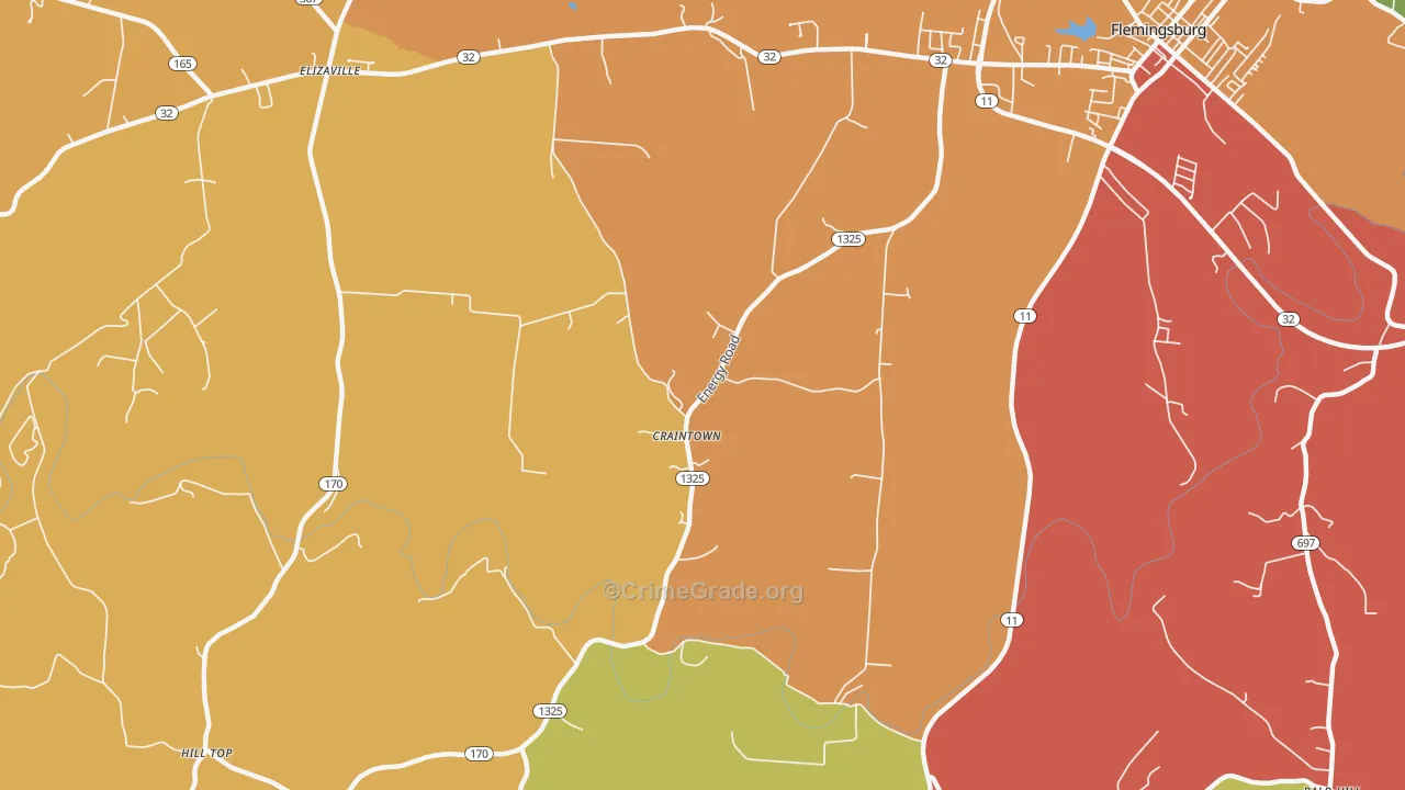 Craintown, KY Map of Burglary Rates