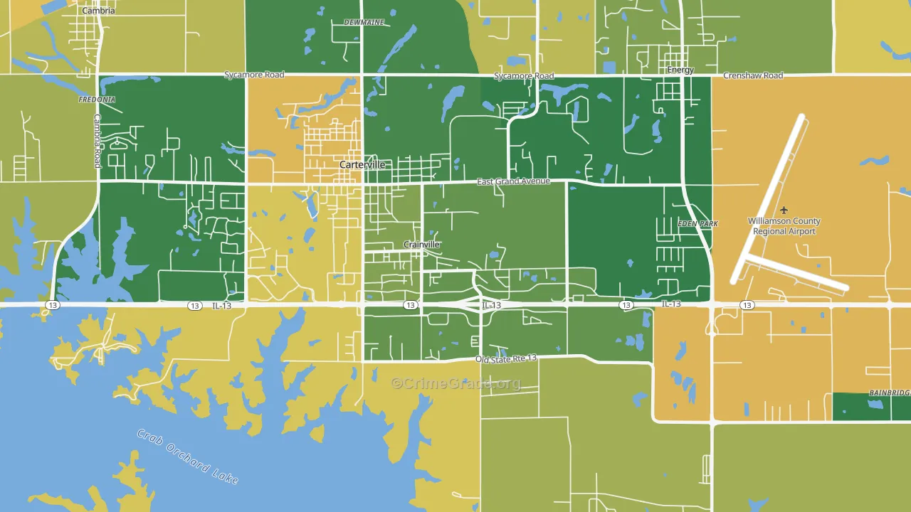 Crainville, IL Map of Burglary Rates