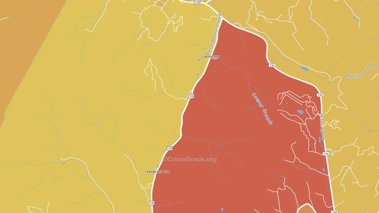 Cranberry, NC Map of Burglary Rates