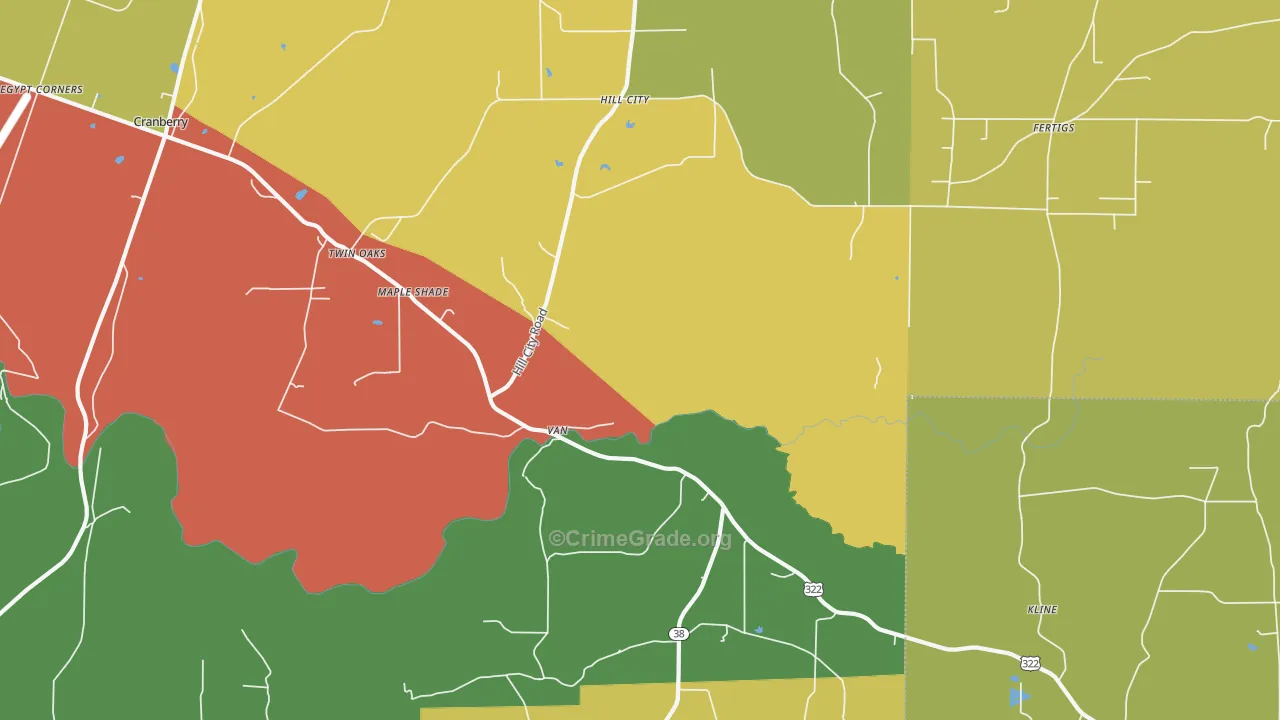 Cranberry, PA Map of Burglary Rates