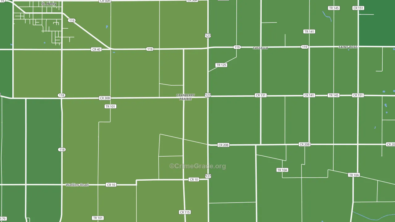 Cranberry Prairie, OH Map of Burglary Rates