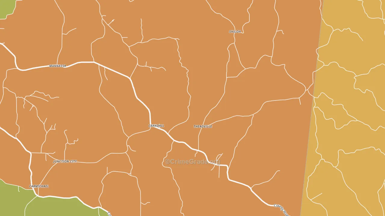 Crandall, MS Map of Burglary Rates