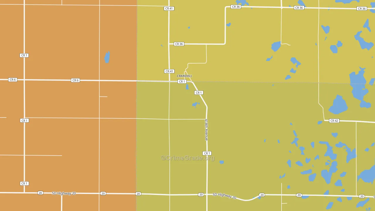 Crandall, SD Map of Burglary Rates