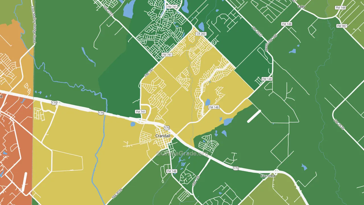 Crandall, TX Map of Burglary Rates