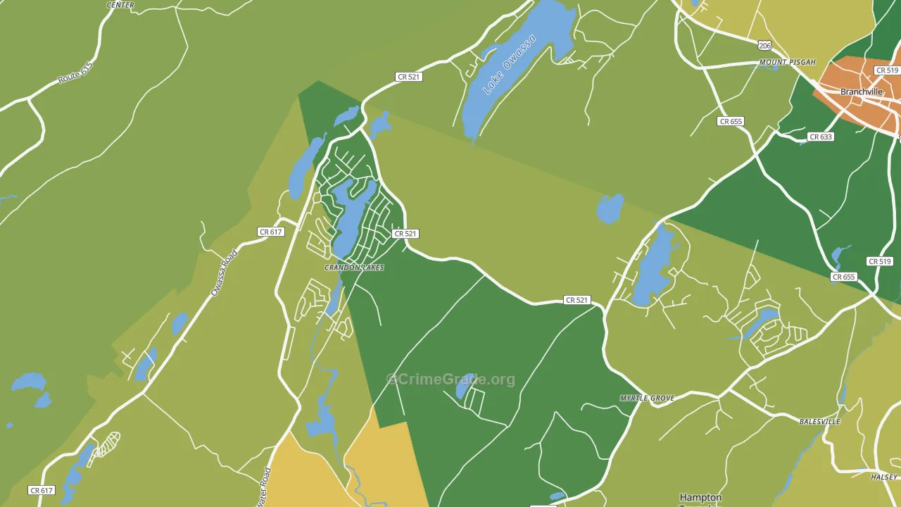 Crandon Lakes, NJ Map of Burglary Rates