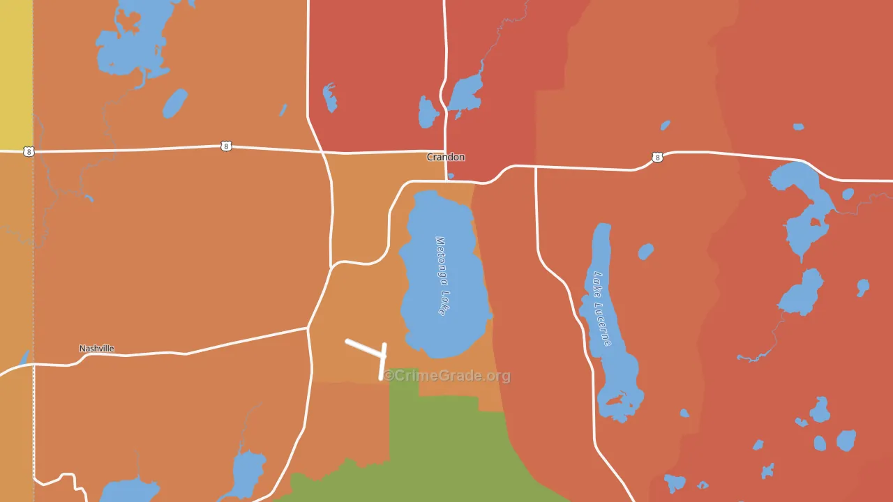 Crandon, WI Map of Burglary Rates