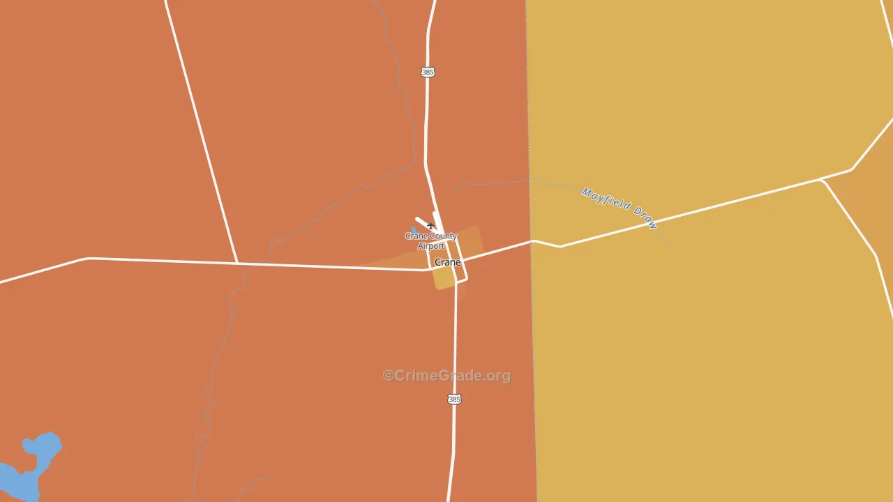 Crane County, TX Map of Burglary Rates