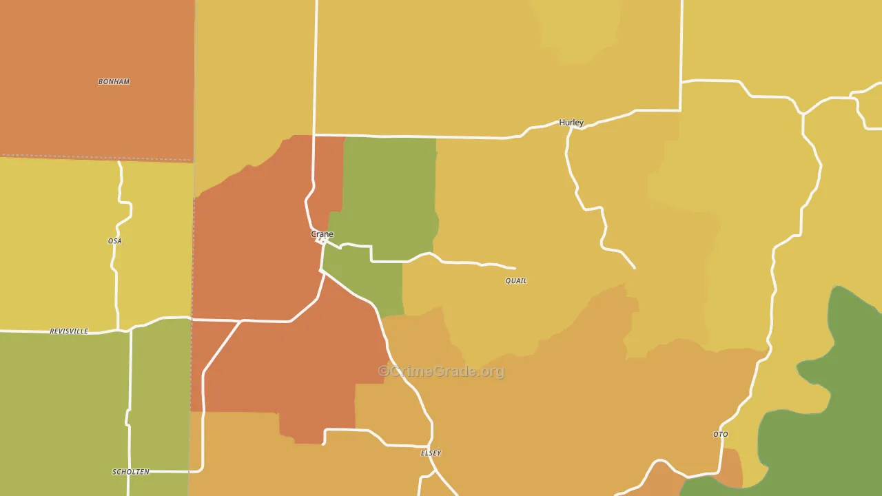 Crane, MO Map of Burglary Rates