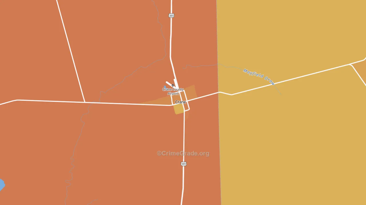 Crane, TX Map of Burglary Rates