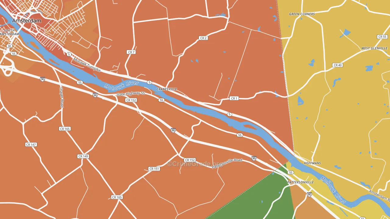Cranesville, NY Map of Burglary Rates