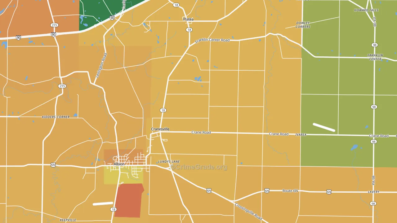 Cranesville, PA Map of Burglary Rates