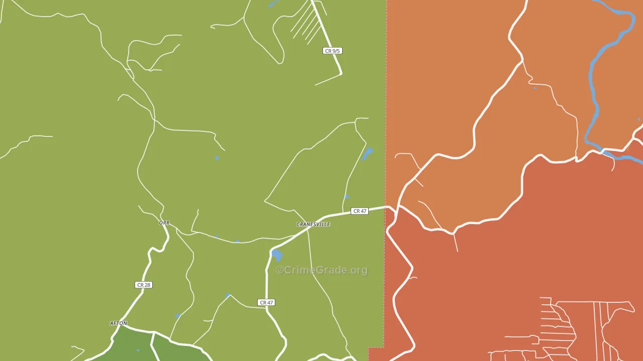 Cranesville, WV Map of Burglary Rates