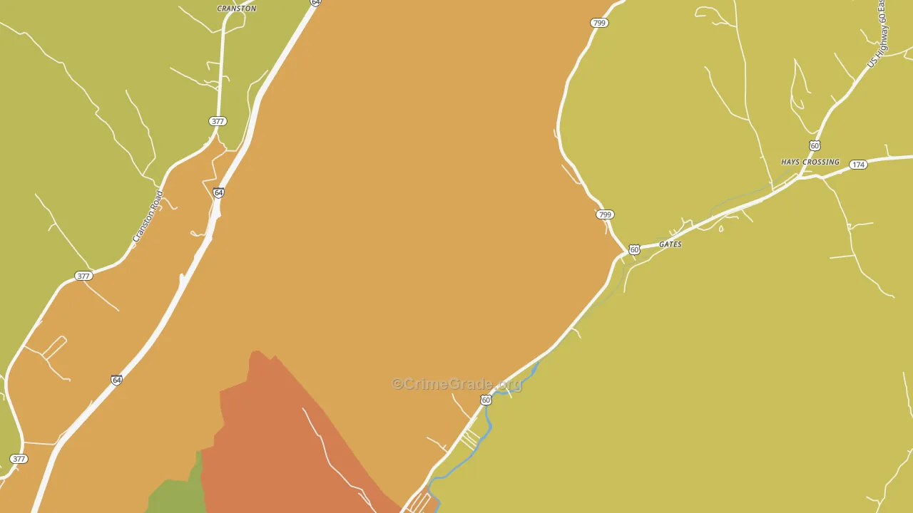 Cranston, KY Map of Burglary Rates