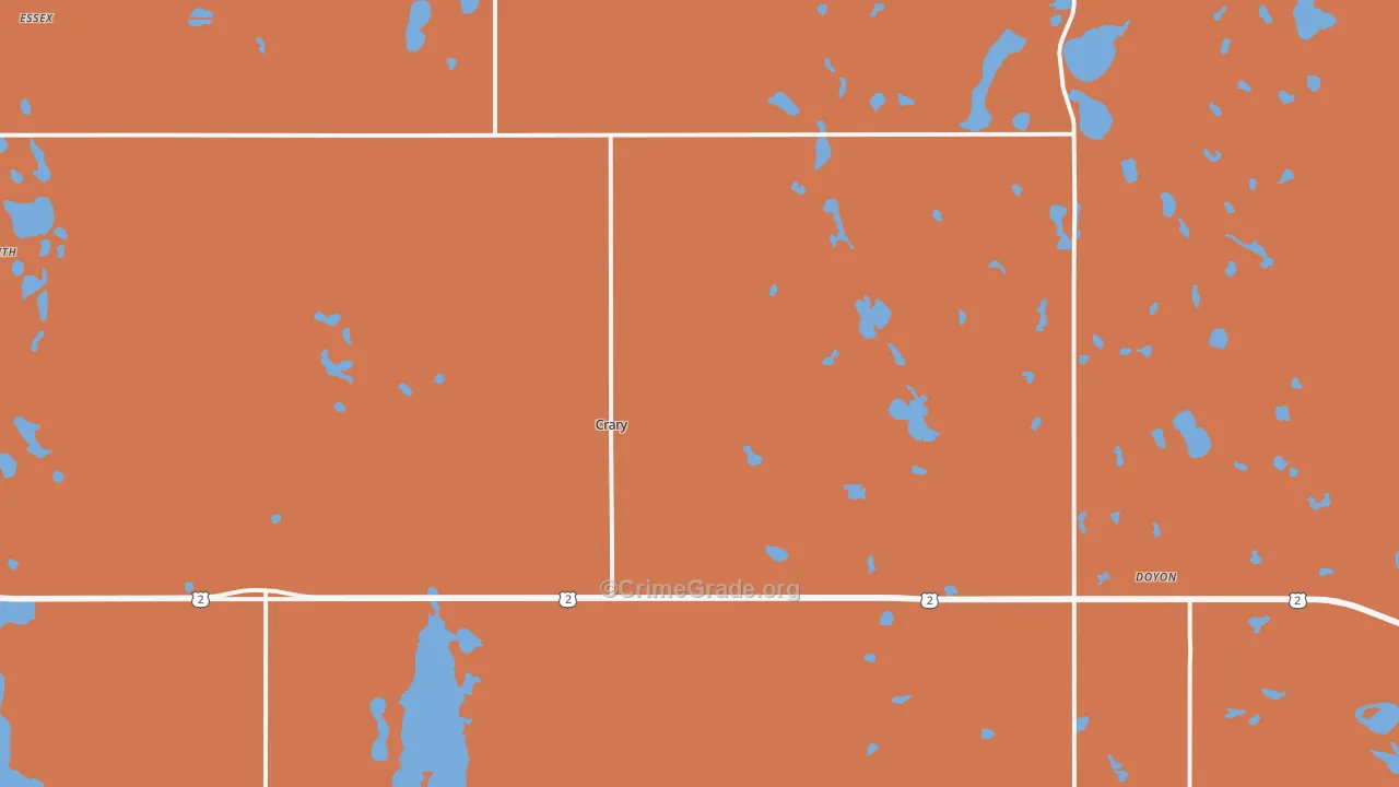 Crary, ND Map of Burglary Rates
