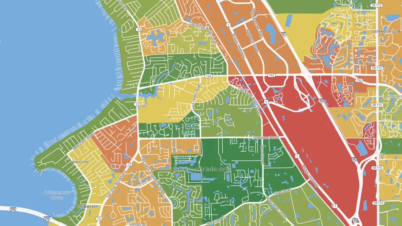 Craven, Jacksonville, FL Map of Burglary Rates